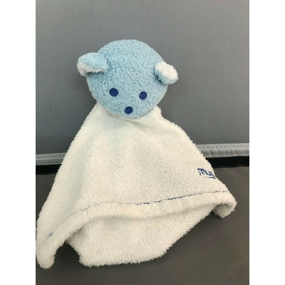 Mustela Plush Bear Baby Blankie Security Blue White‎ Small Stuffed Toy Cuddle